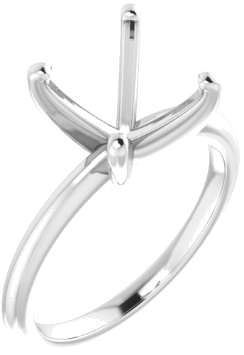 14K White  10 mm Round Solitaire Engagement Ring Mounting (1)