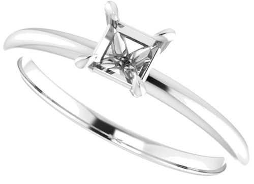 14K White  4x4 mm Square Solitaire Engagement Ring Mounting (5)