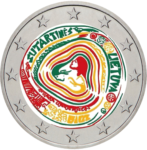 2019 Lietuva Sutartinės монета 2 евро (цветная) (1)
