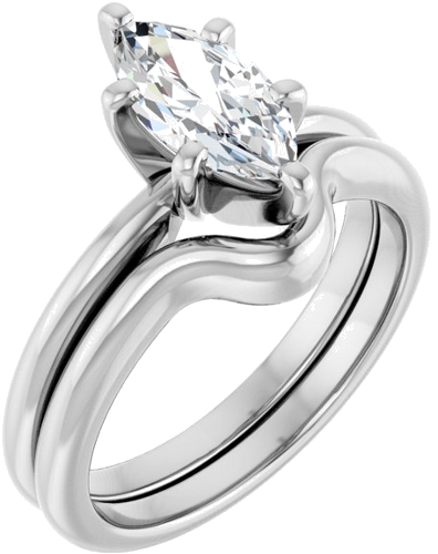 14K White  10x5 mm Marquise Solitaire Engagement Ring Mounting (6)