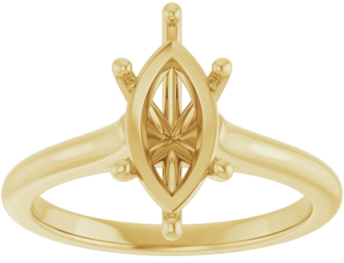 18K Yellow 12x6 mm Marquise Solitaire Engagement Ring Mounting (3)