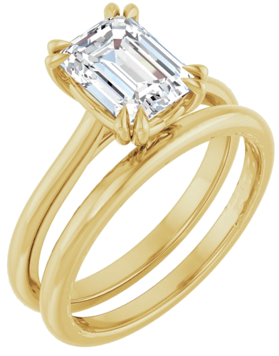 Sužadėtuvių Žiedas „Solitaire“ 585 Geltonojo Aukso Emerald 8mm x 6mm (6)