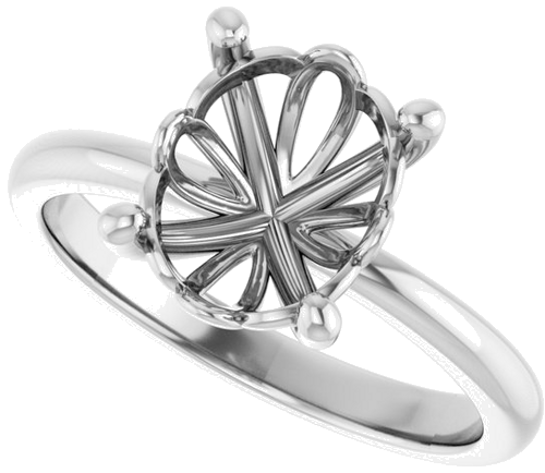 14K White 10x8 mm Oval Solitaire Engagement Ring Mounting (5)