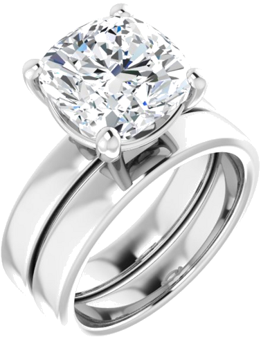 Platinum 10 mm Cushion Solitaire Engagement Ring Mounting (6)