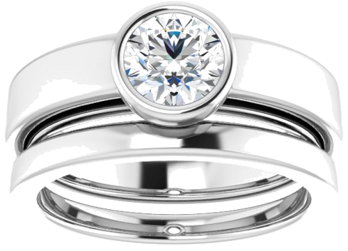 Sužadėtuvių Žiedas „Bezel-Set Solitaire“ 585 Baltojo Aukso Round 5.8mm (8)