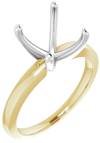 14K Yellow White 8 mm Asscher Solitaire Engagement Ring Mounting (1)