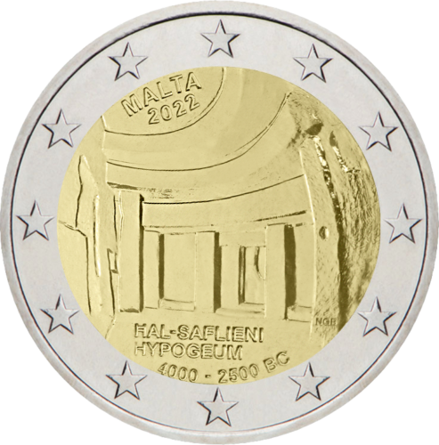 2022 Малта Hal Saflieni Hypogeum (UNESCO) 2 евро монета BU в карта (4)