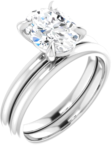 14K White  9x7 mm Oval Solitaire Engagement Ring Mounting (6)