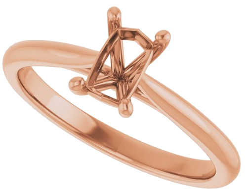 Sužadėtuvių Žiedas „Solitaire“ 14k rose gold Emerald 6mm x 4mm (5)