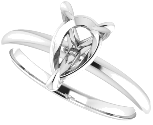 14K White  9x6 mm Pear Solitaire Engagement Ring Mounting (5)