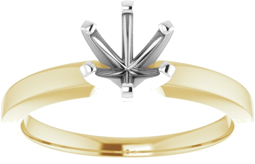 14K Yellow White 6 mm Round Solitaire Engagement Ring Mounting (3)