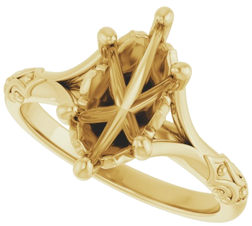 Sužadėtuvių Žiedas „Solitaire Split Shank“ 585 Geltonojo Aukso Marquise 12mm x 6mm (5)