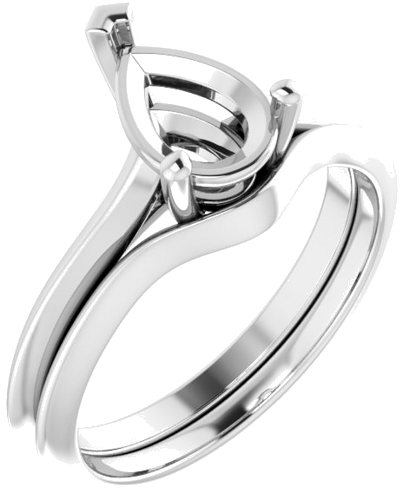 Sužadėtuvių Žiedas „Solitaire“ 585 Baltojo Aukso Pear Shape 9mm x 6mm (6)