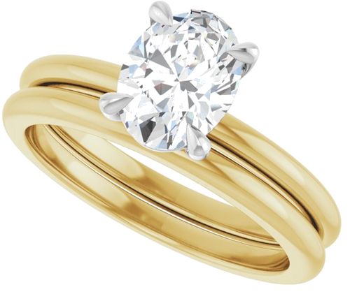 Sužadėtuvių Žiedas 585 Baltojo Ir Geltonojo Aukso Oval 8mm x 6mm (10)