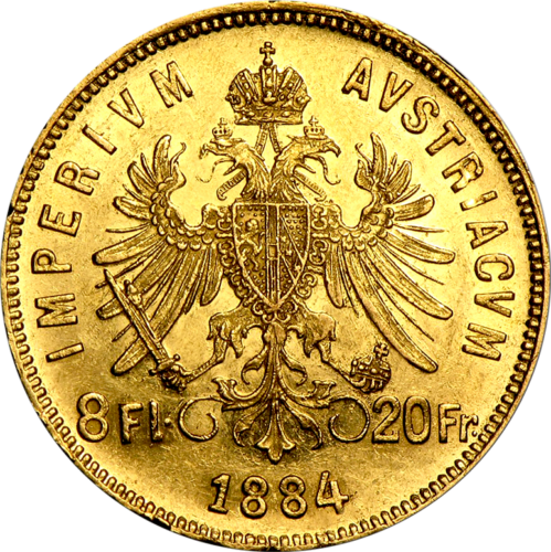 8 Florinai Franz Joseph I auksinė moneta Austrijos Imperija (2)