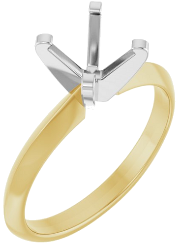 14K Yellow White 7 mm Round Solitaire Engagement Ring Mounting (1)
