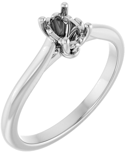 Sužadėtuvių Žiedas „Solitaire“ 585 Baltojo Aukso Oval 6mm x 4mm (1)