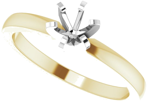 14K Yellow White 4.2-4.9 mm Round Solitaire Engagement Ring Mounting (5)