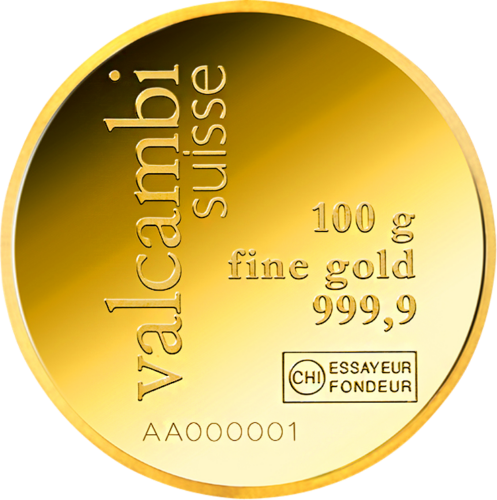 100 g Investment Gold Round Bar Valcambi (1)
