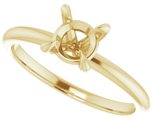 14K Yellow  6 mm Round Solitaire Engagement Ring Mounting (5)
