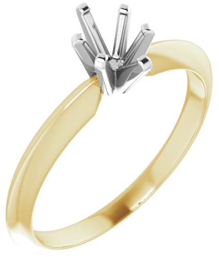 14K Yellow   White 6x4 mm Oval 6-Prong Solitaire Engagement Ring Mounting (1)
