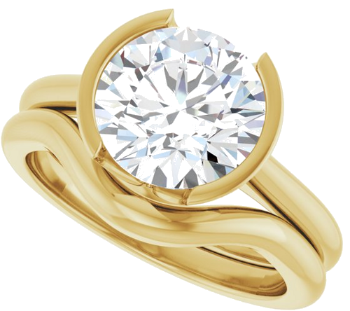 14K Yellow 9 mm Round Solitaire Engagement Ring Mounting (9)