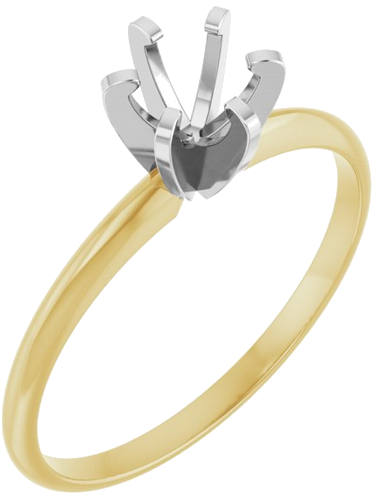 14K Yellow White 5.0-5.3 mm Round 6-Prong Solitaire Engagement Ring Mounting (1)