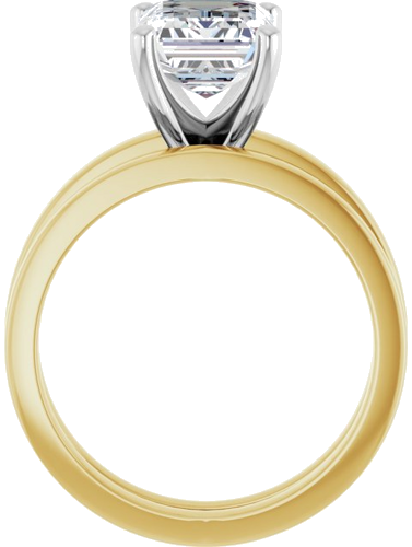 14K Yellow White 9x7 mm Emerald Solitaire Engagement Ring Mounting (7)