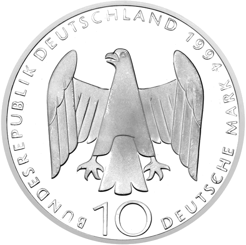 10 марок Немецкое сопротивление 1994 Германия серебряная монета (2)