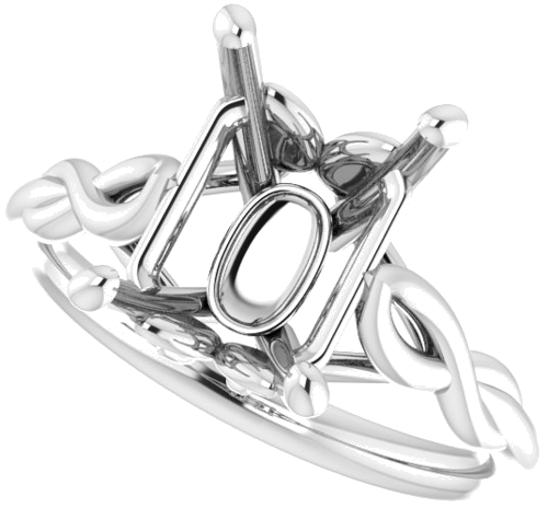 Sužadėtuvių Žiedas „Solitaire“ 585 Baltojo Aukso Emerald 10mm x 8mm (5)