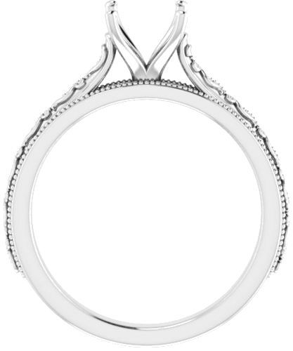 14K White  7 mm Round Solitaire Engagement Ring Mounting (2)