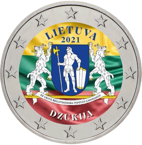 2021 Литва Дзūkия 2 евро монета (цветна) (1)