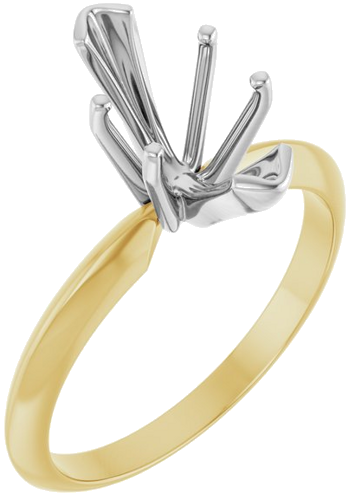 14K Yellow   White 6-Prong 12x5.5 mm Marquise V-End Solitaire Ring Mounting (1)