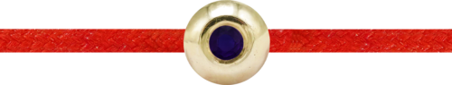 Raudono siūlo apyrankė su auksiniu karoliuku ir safyru (2)