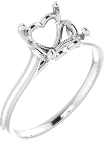 14K White  6 mm Square Solitaire Engagement Ring Mounting (1)