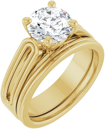 14K Yellow 8 mm Round Solitaire Engagement Ring Mounting (6)