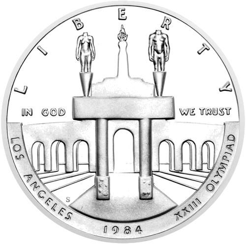 1984 XXIII Олимпиада Лос Анджелис САЩ 1 долар сребърна монета (2)