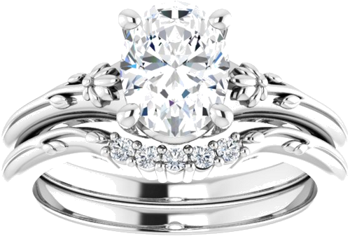 14K White 8x6 mm Oval Solitaire Engagement Ring Mounting (8)