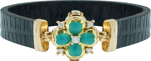 Odinė apyrankė su keturlapiu dobilu, inkrustuotu briliantais ROYAL CLOVER (1)