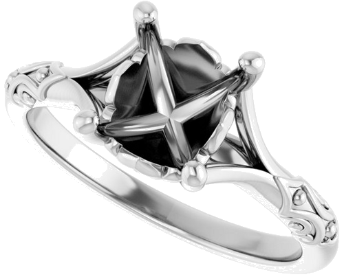 Sužadėtuvių Žiedas „Solitaire Split Shank“ 585 Baltojo Aukso Oval 9mm x 7mm (5)