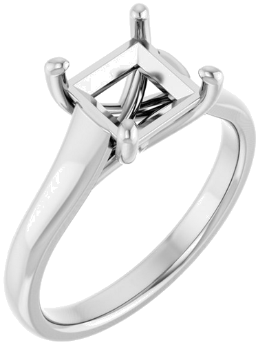 14K White 6.5 mm Square Solitaire Engagement Ring Mounting (1)