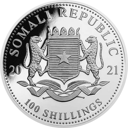 1 oz Слон 2021 Сомали 100 шиллингов серебряная монета (2)