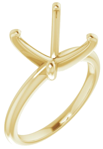 14K Yellow  10x10 mm Cushion Solitaire Engagement Ring Mounting (1)