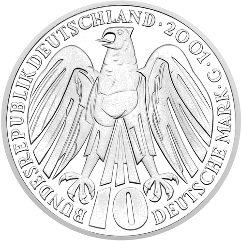 2001 Konstitucinis teismas Vokietija 10 markių sidabrinė moneta (2)