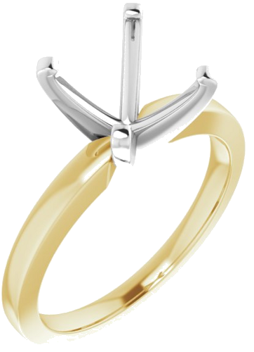14K Yellow White 6.5x6.5 mm Square Solitaire Engagement Ring Mounting (1)