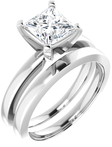 14K White 6x6 mm Square Solitaire Engagement Ring Mounting (6)