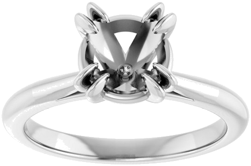 14K White 7.4 mm Round Engagement Ring Mounting (3)