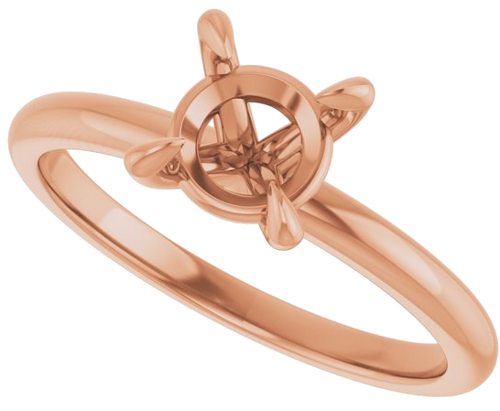 14K Rose  6.5 mm Round Solitaire Engagement Ring Mounting (5)