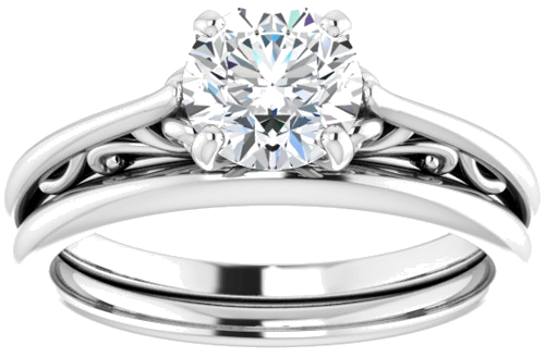 14K White 6.5 mm Round Engagement Ring Mounting (13)