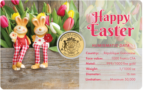 1/1000 oz Happy Easter 1000 Francs Gabon Gold Coin (2)
